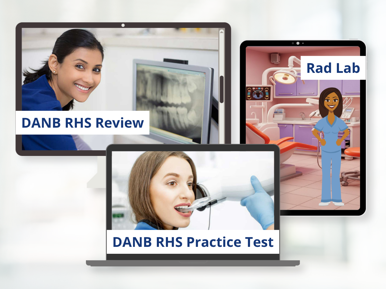 three RHS prep products shown on three screens