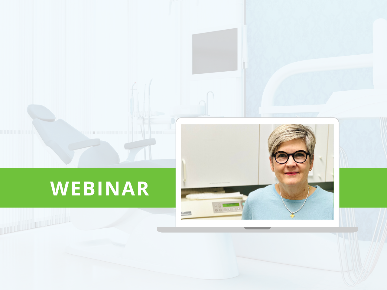 webinar icon with presenter and dental exam room