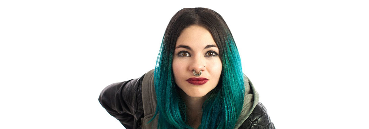 woman with dyed hair and nose ring