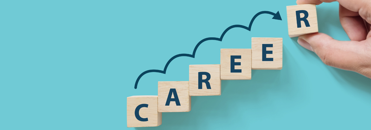tiles getting progressively higher to indicate growth that spell out "career"