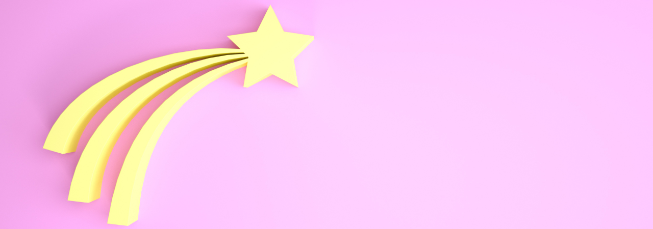 rendering of a shooting star on a pink background