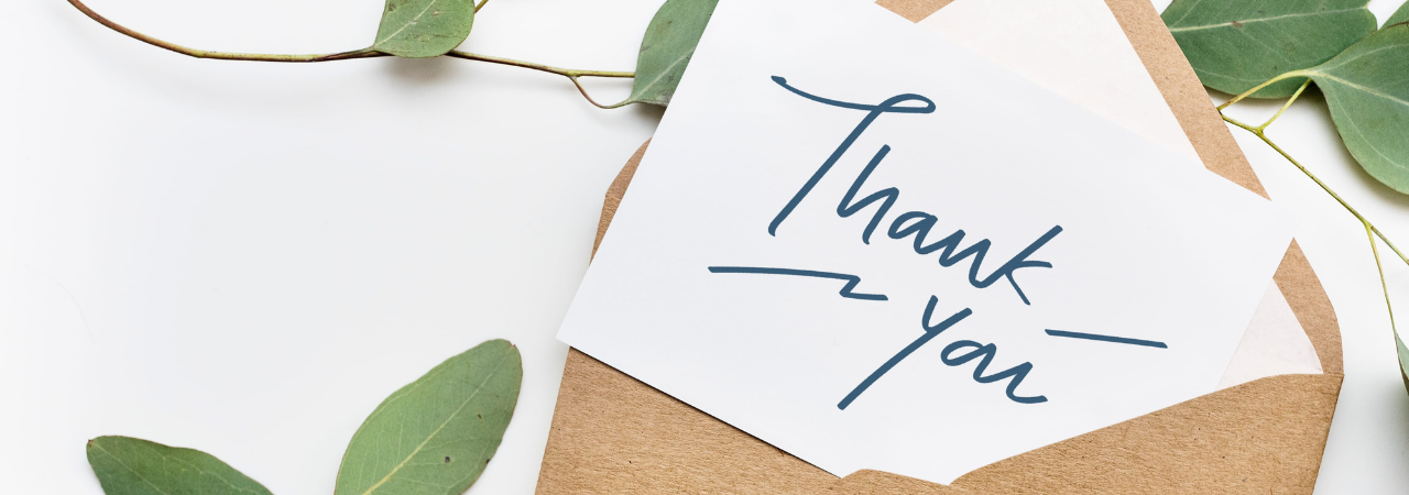 thank-you note and envelope