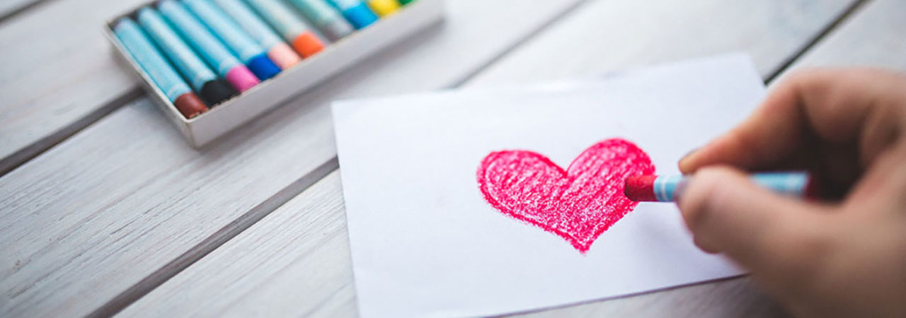 crayons coloring heart thank you