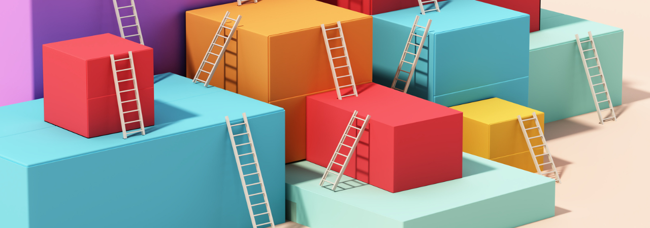 ladders on colorful blocks illustration