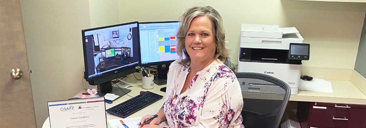 Practice administrator Valarie Caulfield in her office