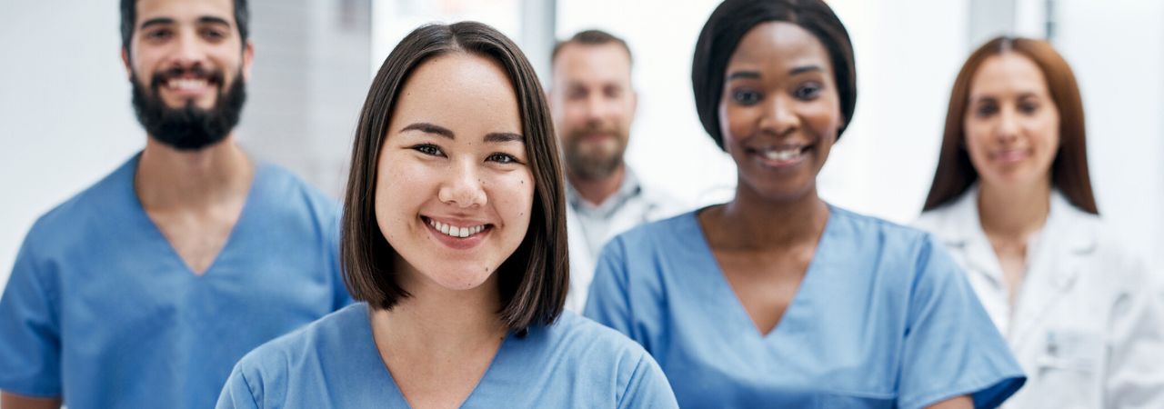 Smiling dental team